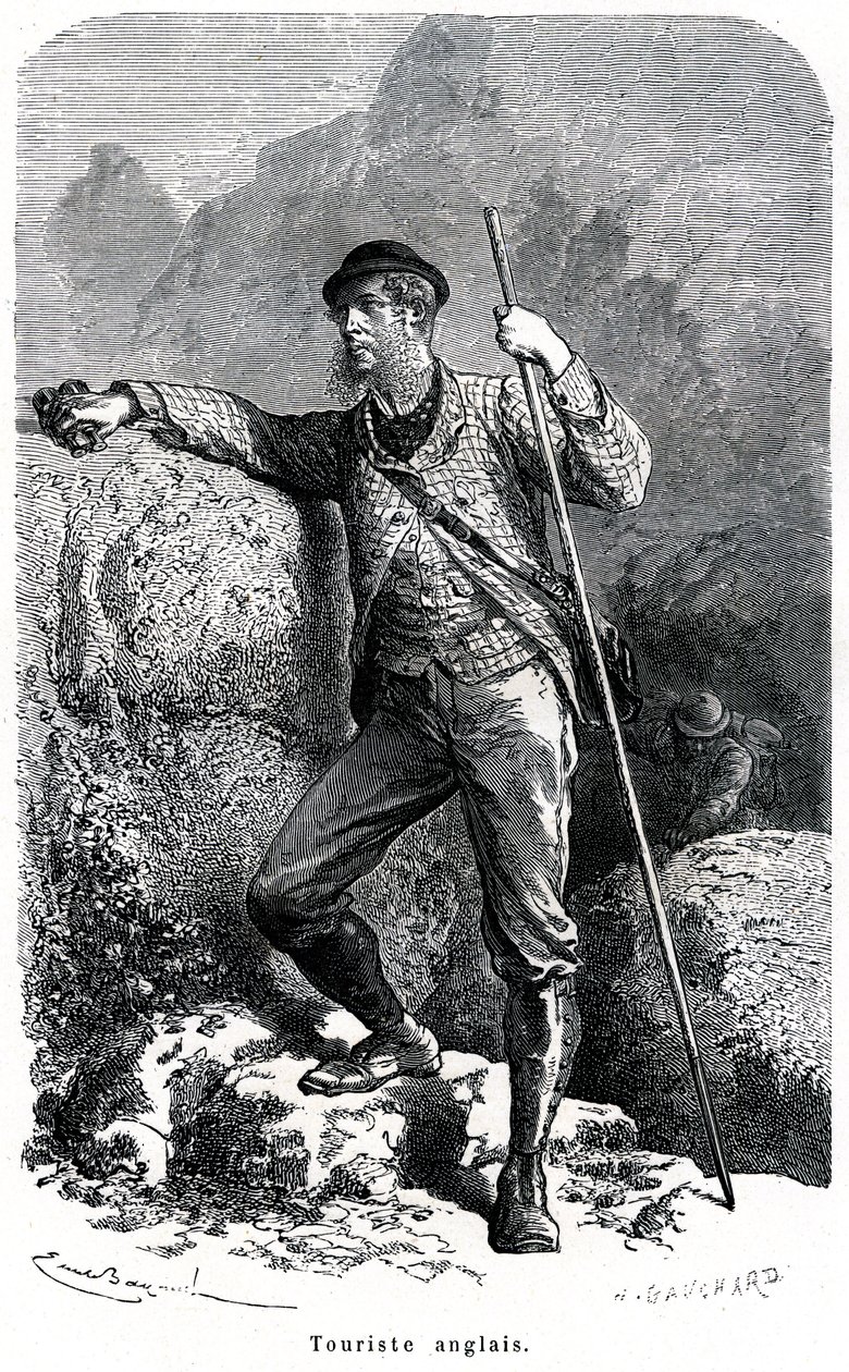 Emile Bayard angol turista portréja - turizmus a 19. században - a „Mórok és népek jelleme” című könyv illusztrációja, 1884-es kiadás - alkotó: Emile Antoine Bayard