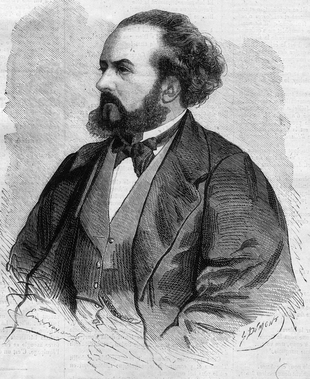 Gustave Hippolyte (Gustave-Hippolyte) Roger (1815-1879) francia tenor portréja - Emile Bayard rajza alkotó: Emile Antoine Bayard