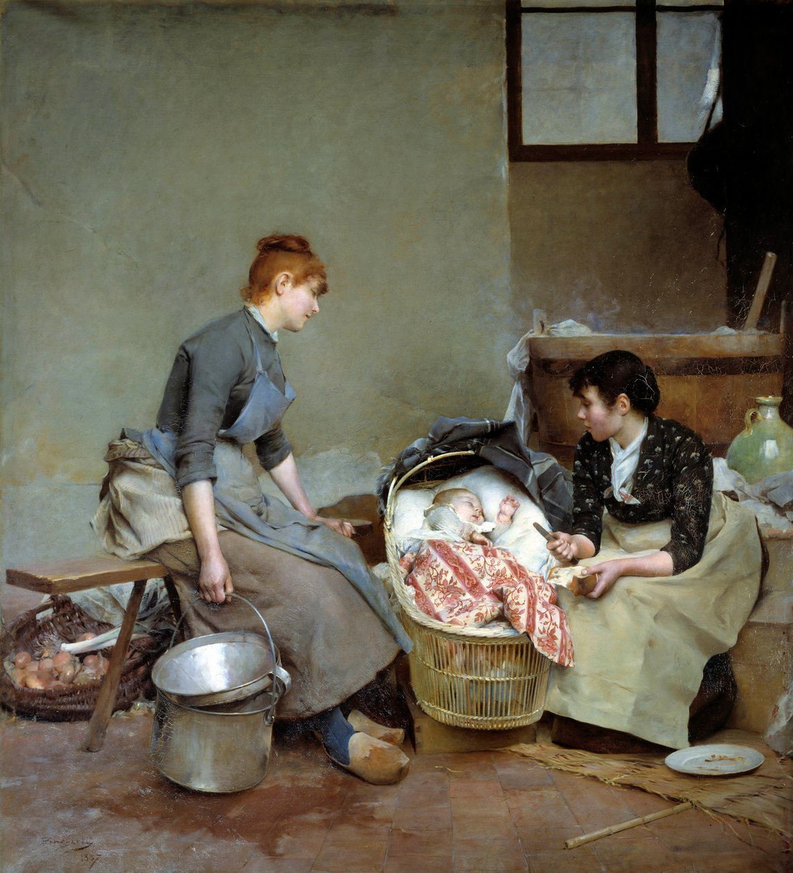 A bölcső. Auguste Pinchart festménye (1842-1924) alkotó: Emile August Pinchart