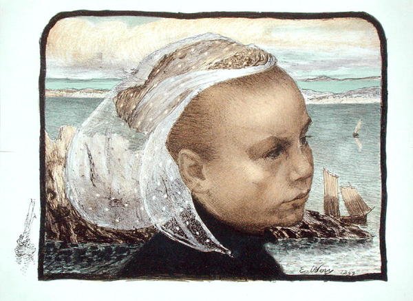 Egy breton lány feje alkotó: Emile Auguste Wery