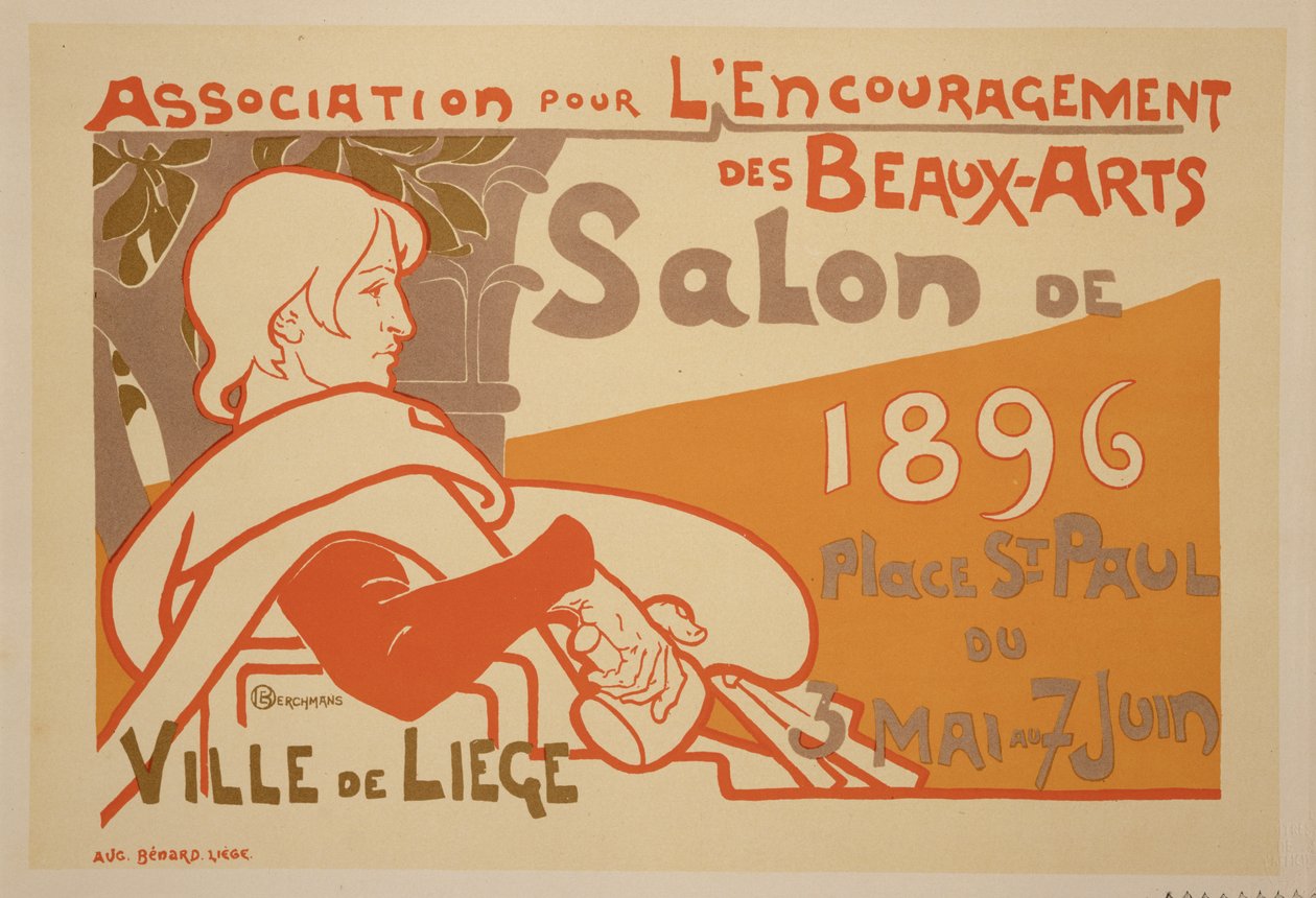A Képzőművészet Ösztönző Egyesületének „1896-os szalonkiállítása”, Place St. Paul, Liege, plakát reprodukciója alkotó: Émile Berchmans