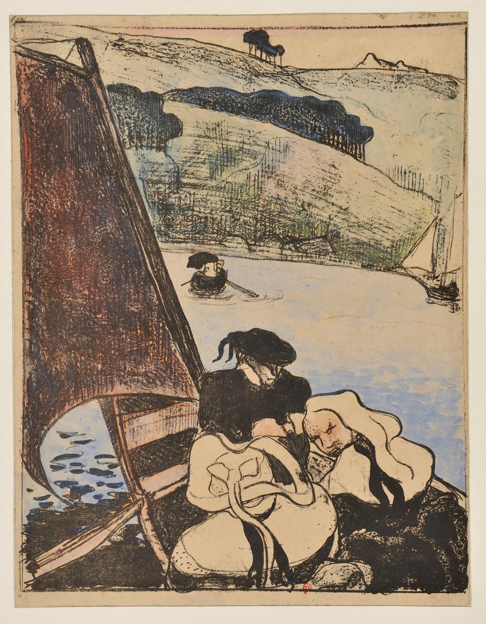 Bretonok csónakban az Aven folyón alkotó: Emile Bernard