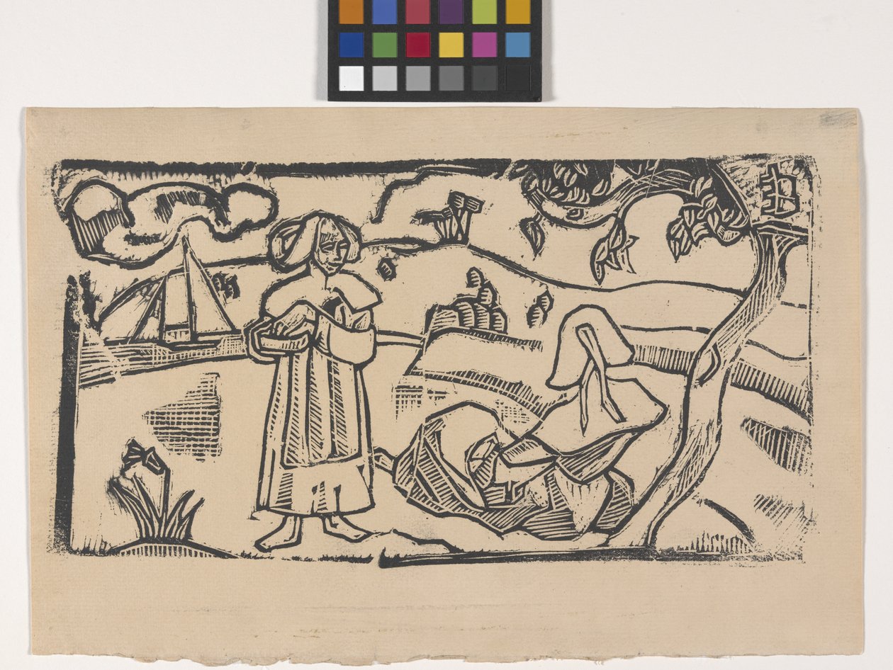 Deux Bretonnes (Két breton nő) (fatömbnyomat) alkotó: Emile Bernard