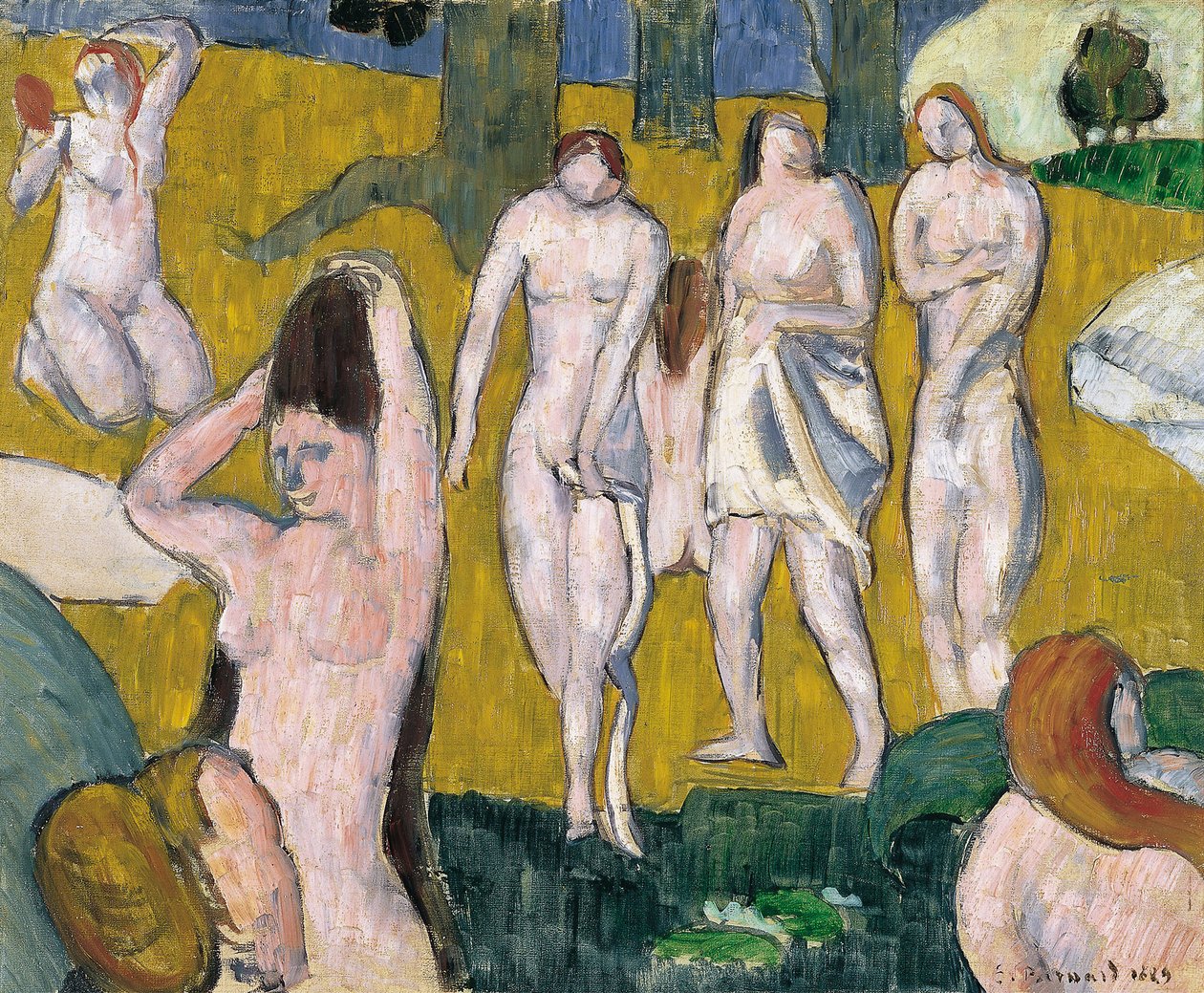 Femmes au bain - Női fürdő - Peinture de Emile Bernard (1868-1941) - 1889 - Olaj, vászon - 47x57,2 - Thyssen-Bornemisza Collections alkotó: Emile Bernard
