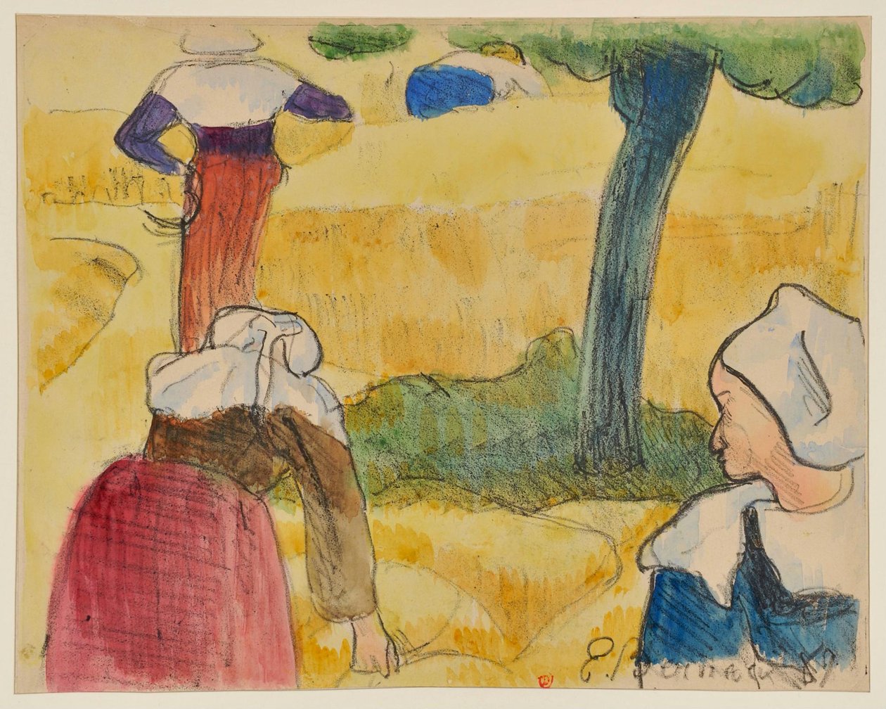 Arató nők - A pásztorok imádása - Az arató [A próbanyomat] alkotó: Emile Bernard