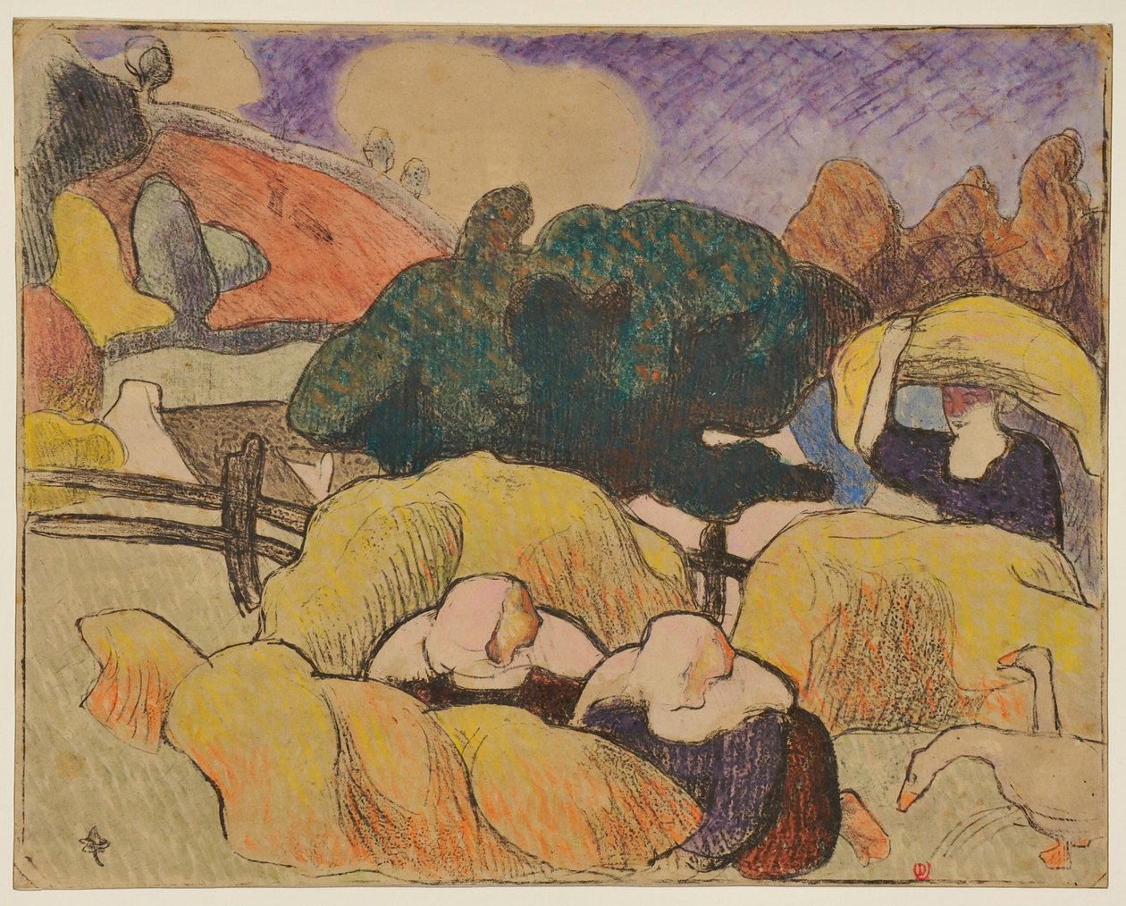 Frauen beim Heumachen alkotó: Emile Bernard