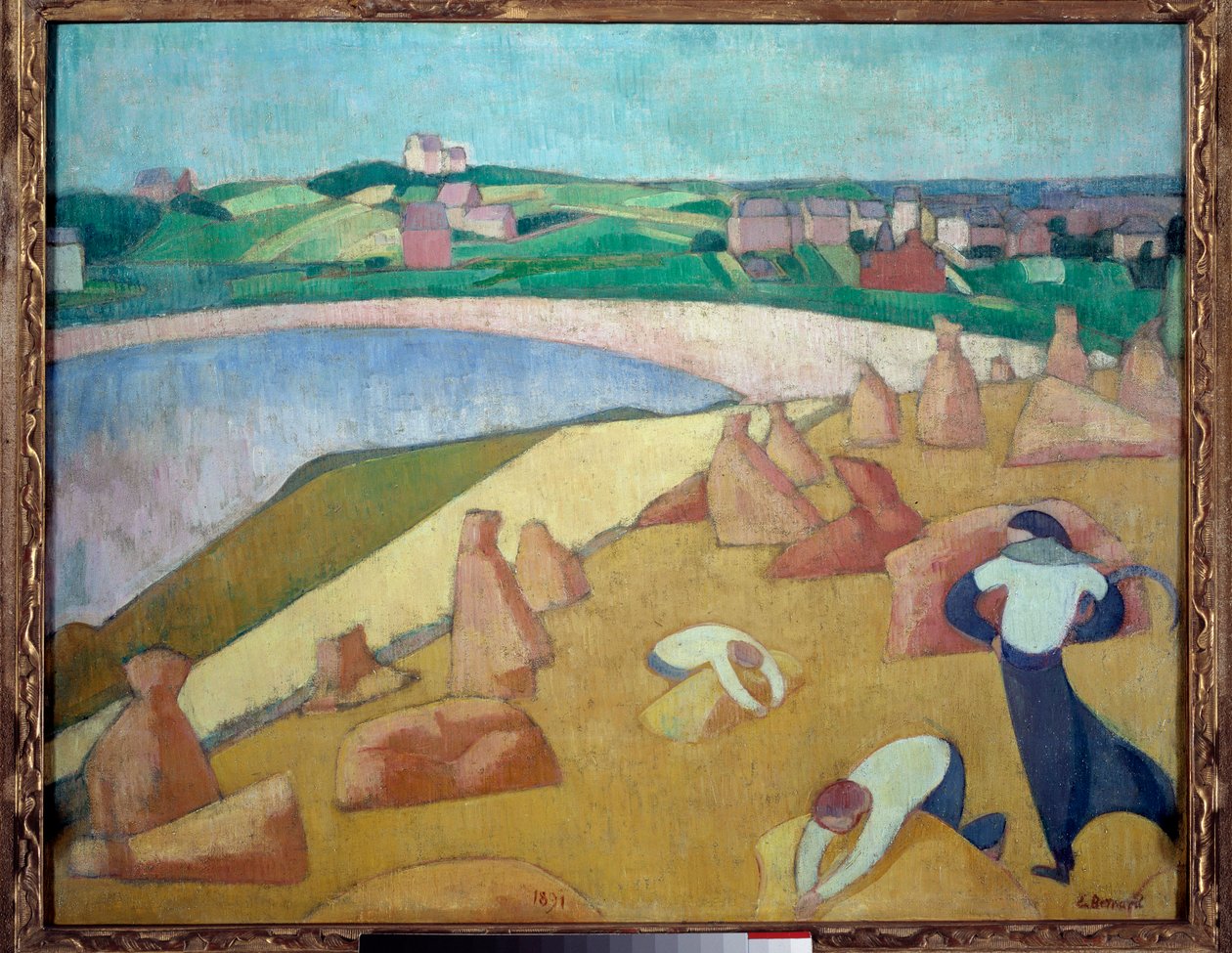 Betakarítás a tenger mellett, Saint Briac sur mer 1891-ben. Emile Bernard (1868-1941) festménye alkotó: Emile Bernard