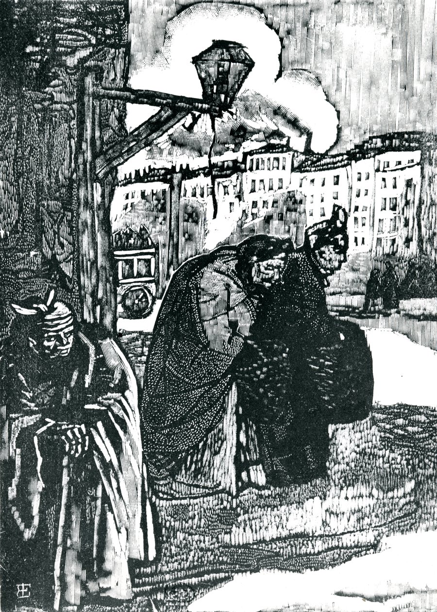 Illusztráció Charles Baudelaire (1821-67) verseihez (fametszet) (f/w fotó) alkotó: Emile Bernard
