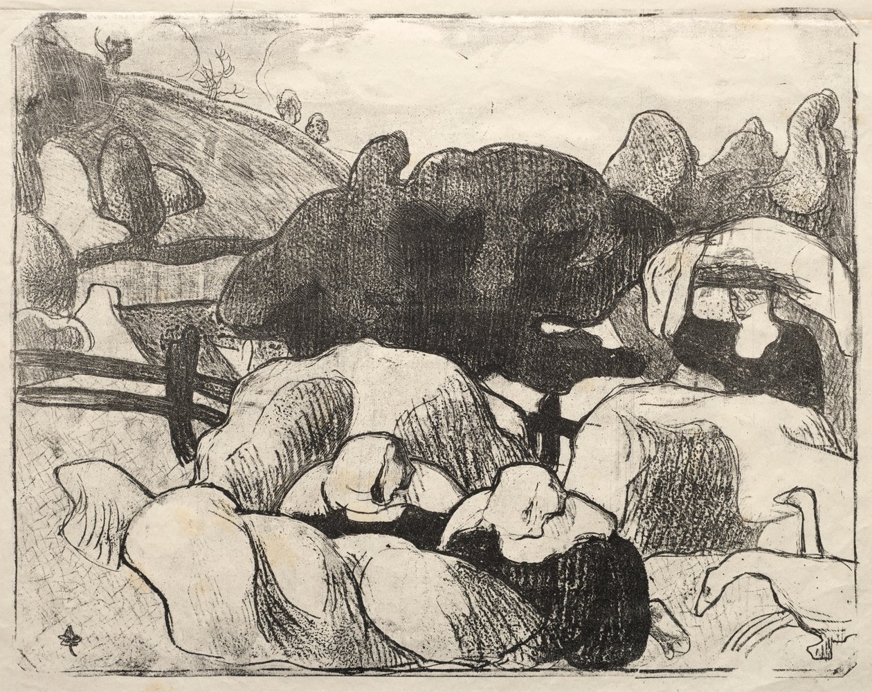 Les Bretonneries: Breton nők szénakazalban alkotó: Emile Bernard