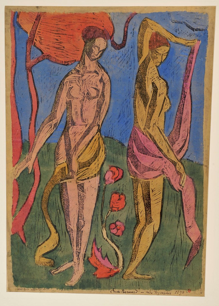 Die Nymphen: Badende mit roten Blumen alkotó: Emile Bernard