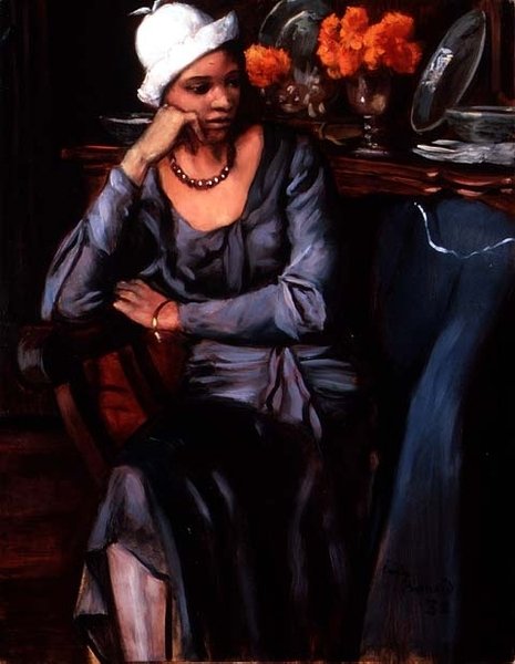 Negress Cloche kalappal (olaj, vászon) alkotó: Emile Bernard