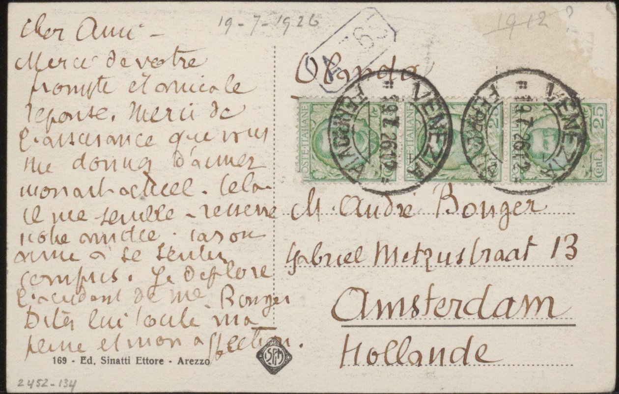 Képeslap Andries Bongernek alkotó: Emile Bernard