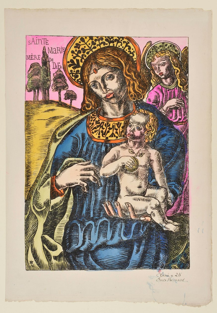 Sainte Marie Mutter Gottes: Die Jungfrau und der Engel mit Nimbus alkotó: Emile Bernard