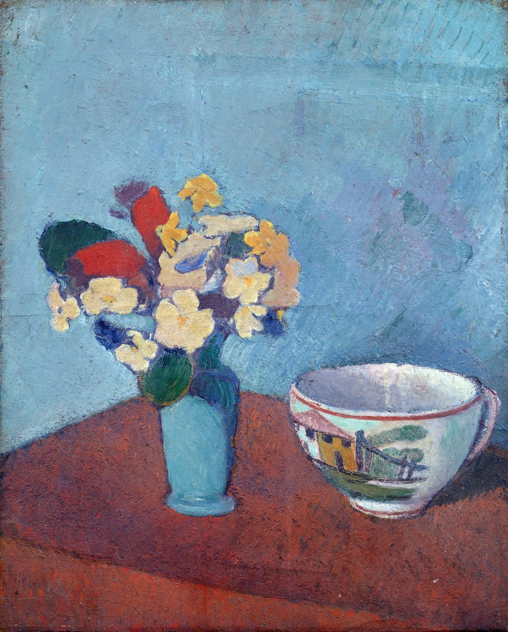 Váza virággal és csészével - Emile Bernard (1868-1941) festménye, olaj, vászon alkotó: Emile Bernard