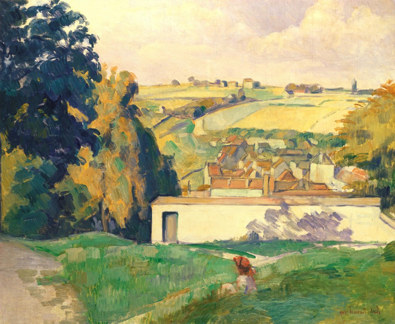 Fiatal lány egy dombon alkotó: Emile Bernard