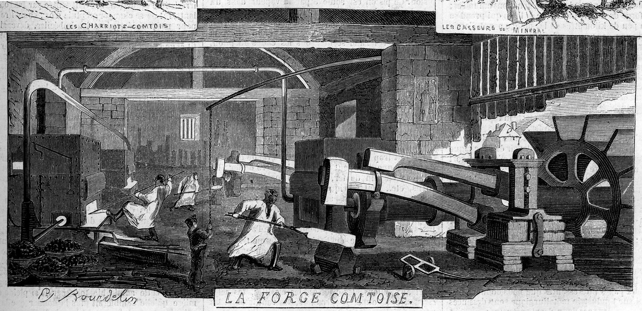 Forges de la Franche Comte: Rans, Jura gyárának belső képe (39) alkotó: Emile Bourdelin