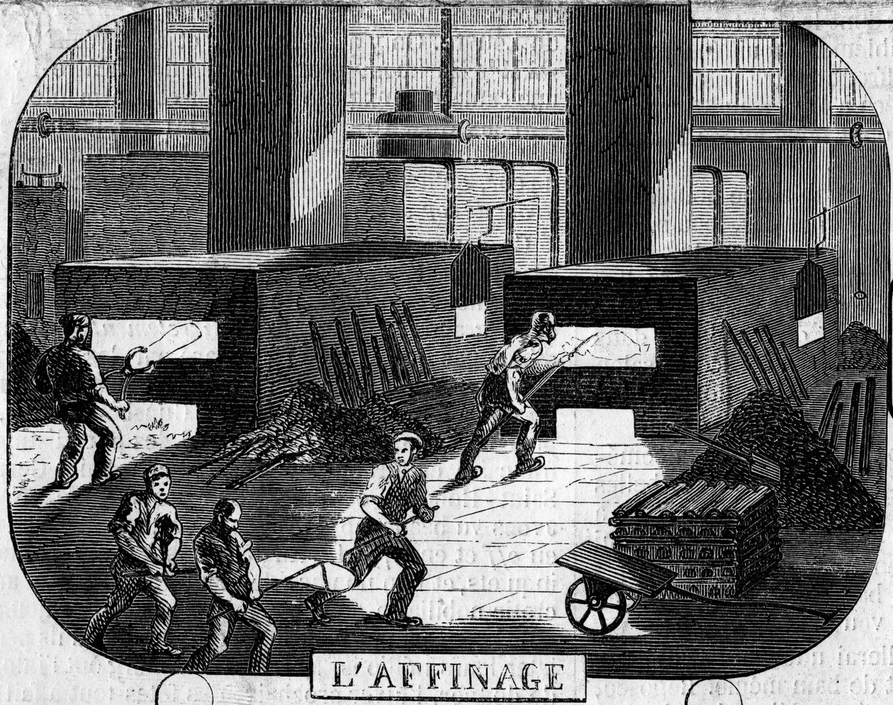 Forges de la Franche Comte: finomítás tócsás kemencékkel. Fraisans gyára, Jura (39) alkotó: Emile Bourdelin