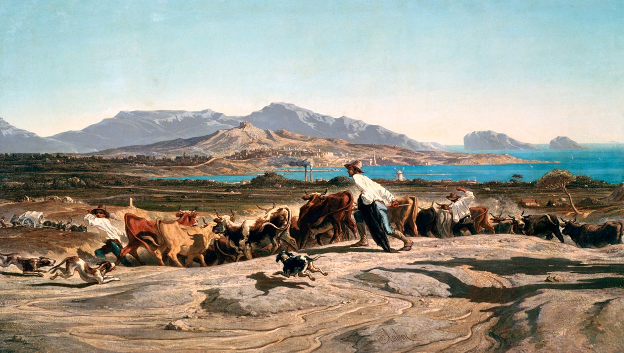 „A kilátás Marseille-ről”, 1829-1863 alkotó: Emile Charles Joseph Loubon