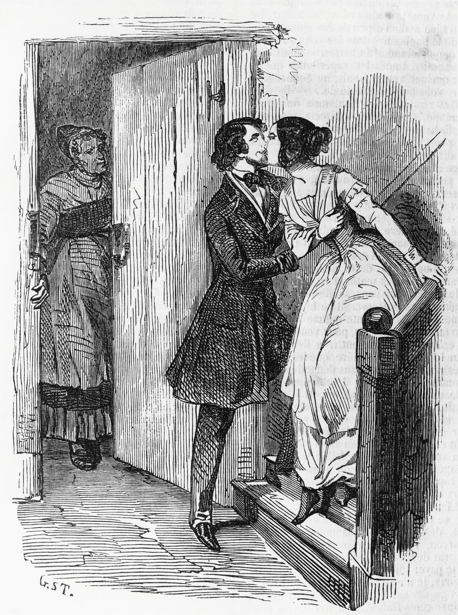Illusztráció Eugenie Grandethez, Honore de Balzac (1799-1850) regénye az Emberi komédia című többkötetes gyűjteményből, Emile Deschamps (1822-1893) metszet alkotó: Emile Deschamps
