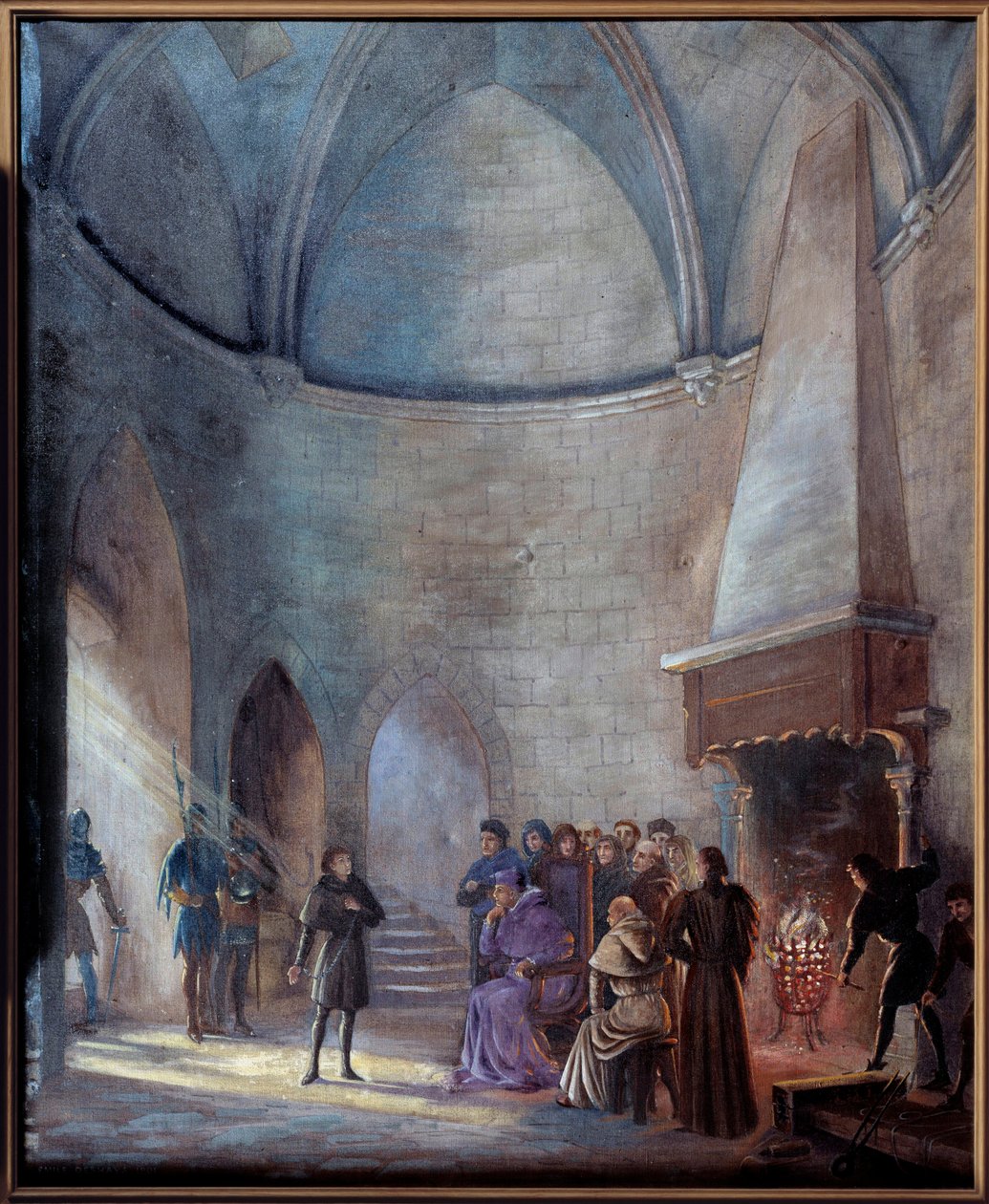 Százéves háború: „” Joan of Arc-ot (1412-1431) kihallgatják a bírák”” Emile Deshays (1875-1946) festménye 1901. V. 0,73x0,6 m Rouen, Musee des Beaux Arts Figyelem! Ennek a műnek a felhasználása harmadik fél engedélykérelméhez vagy további engedélyhez kötöt alkotó: Emile Deshays