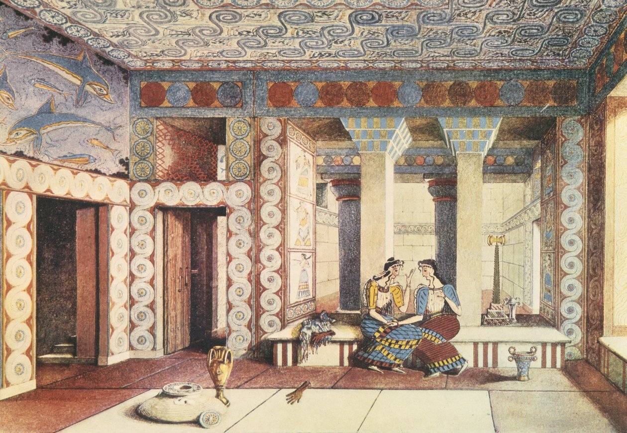 Művész benyomása a krétai Knósszoszi Palotáról, 1900 körül (litho) alkotó: Emile Gilliéron