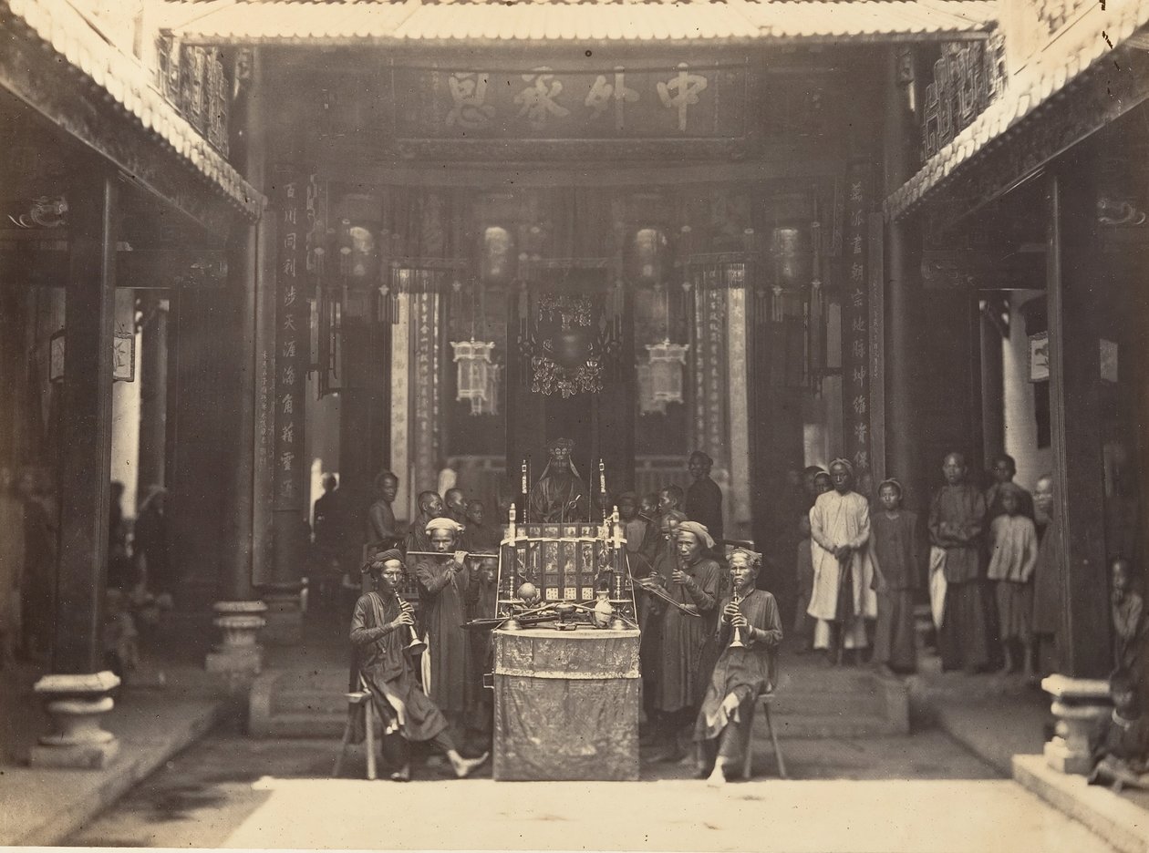 Vallási szertartás a Cholen kínai pagodában, Saigon, Cochinchina, 1866. alkotó: Emile Gsell