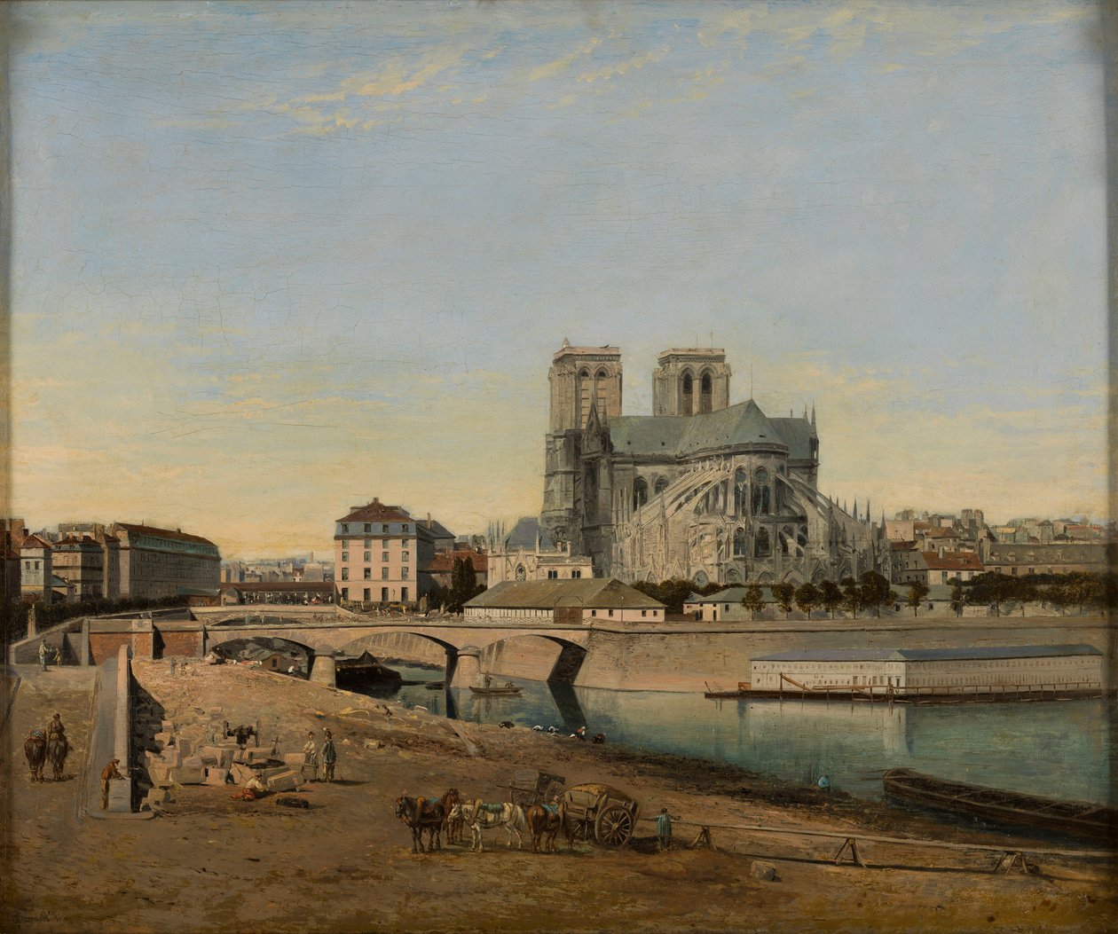 A Notre-Dame apszisa, a Quai de la Tournelle felől nézve, 1860. alkotó: Emile Harrouart
