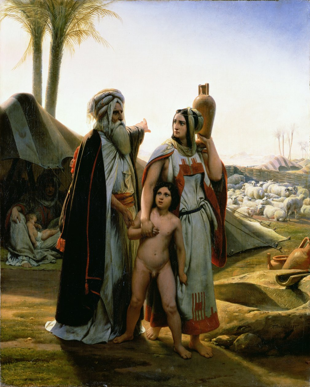 Ábrahám elfordítja Hágárt, 1837 alkotó: Emile Jean Horace Vernet