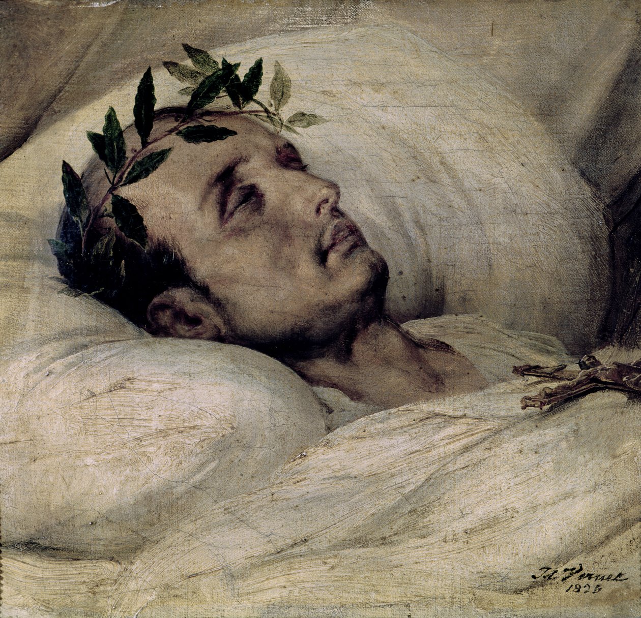 I. Napóleon (1769-1821) a halálos ágyán alkotó: Emile Jean Horace Vernet