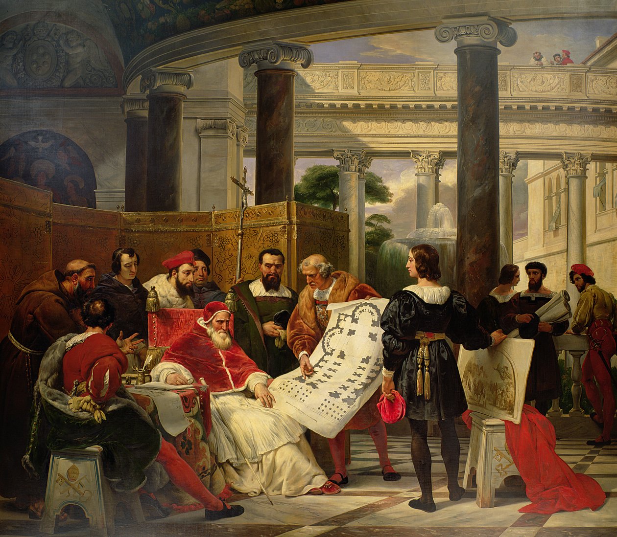 II. Julius pápa elrendelte Bramanténak, Michelangelónak és Raphaelnek, hogy építsék fel a Vatikánt és a Szent Péter-templomot, 1827 (lásd még: 157492) alkotó: Emile Jean Horace Vernet