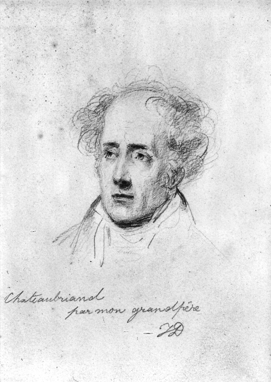 Francois Rene (1768-1848) de Chateaubriand vicomte portréja, 1829 körül alkotó: Emile Jean Horace Vernet