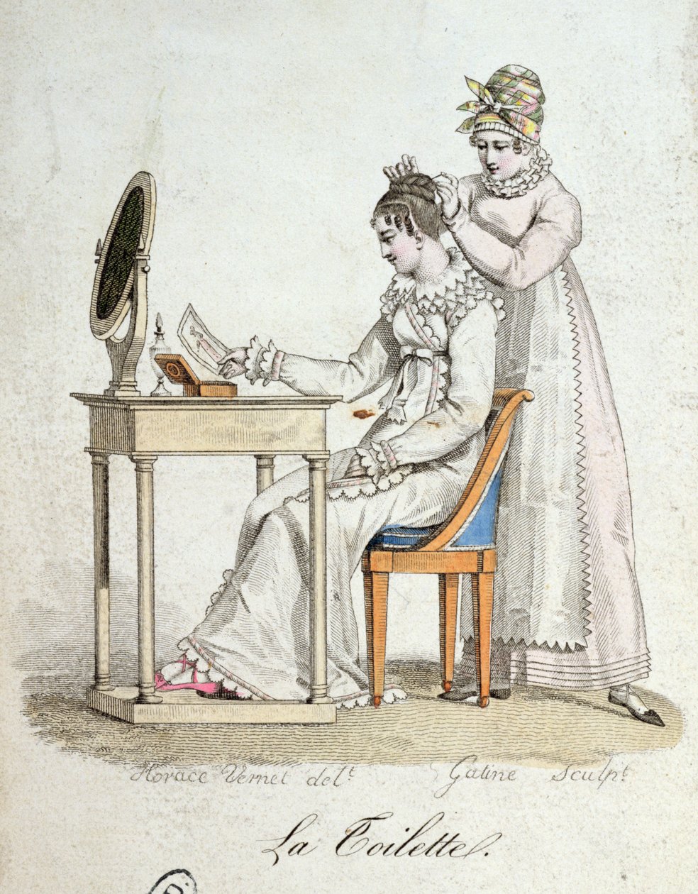 A fésülködőasztal, 1816 körül alkotó: Emile Jean Horace Vernet