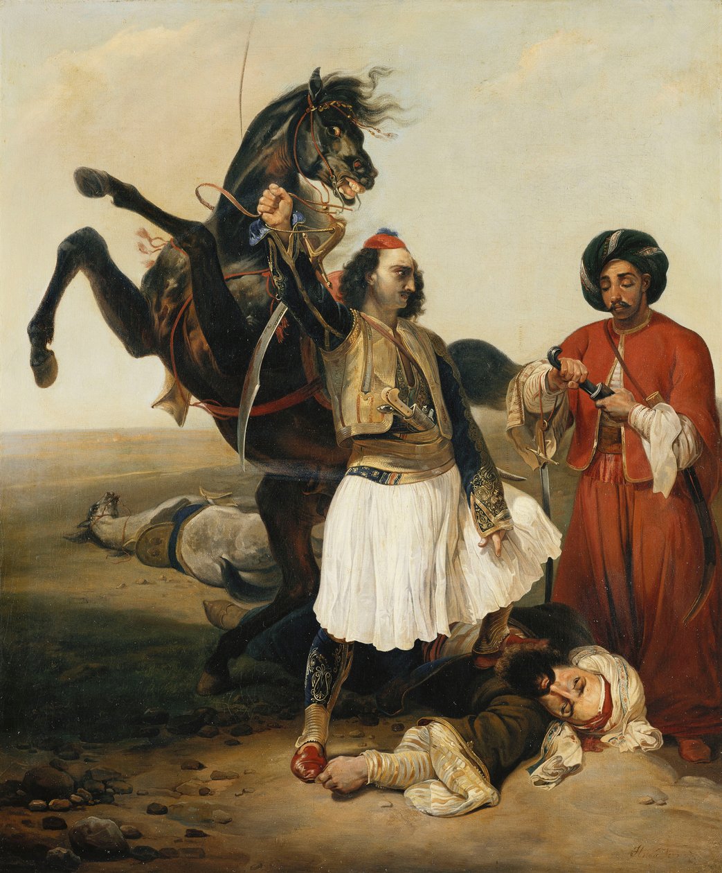 A Giaour, Hassan hódítója; Le Giaour, Vainqueur d"Hassan, alkotó: Emile Jean Horace Vernet