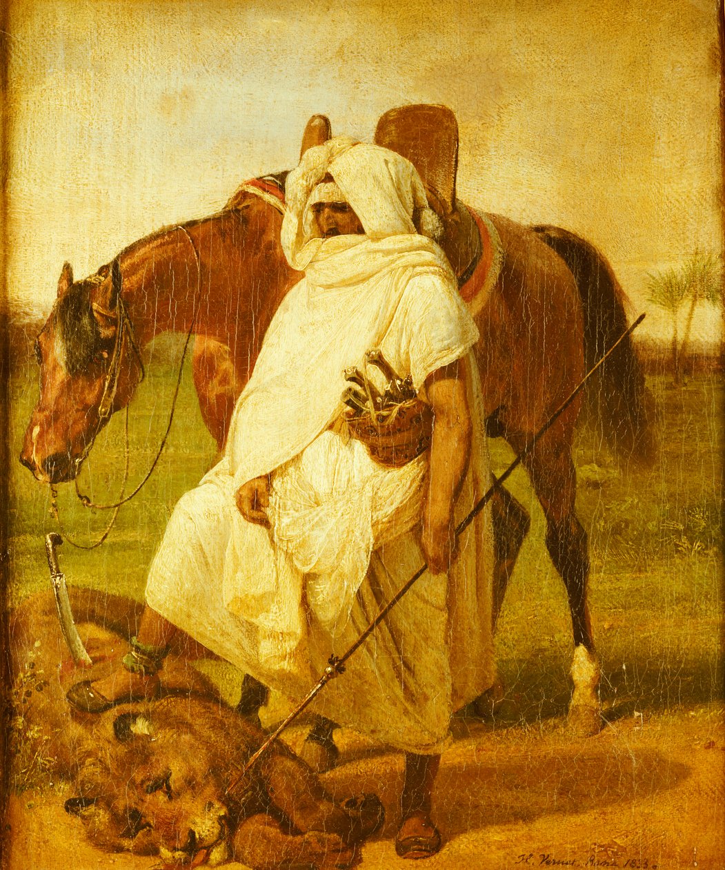 Az oroszlánvadász, 1833 alkotó: Emile Jean Horace Vernet
