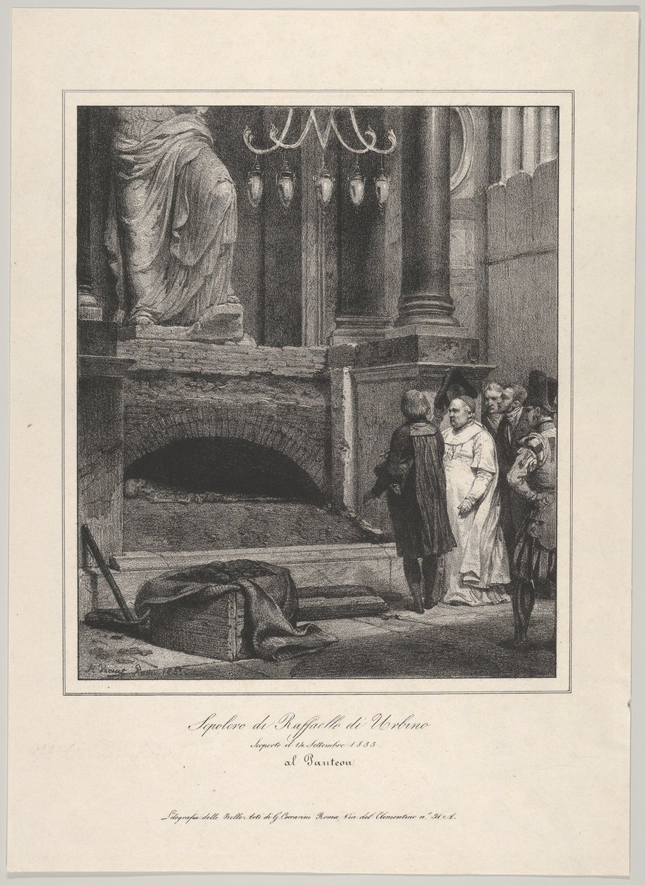 Raphael sírja, megnyitva 1833. szeptember 14-én, Pantheon, Róma, 1833. alkotó: Emile Jean Horace Vernet