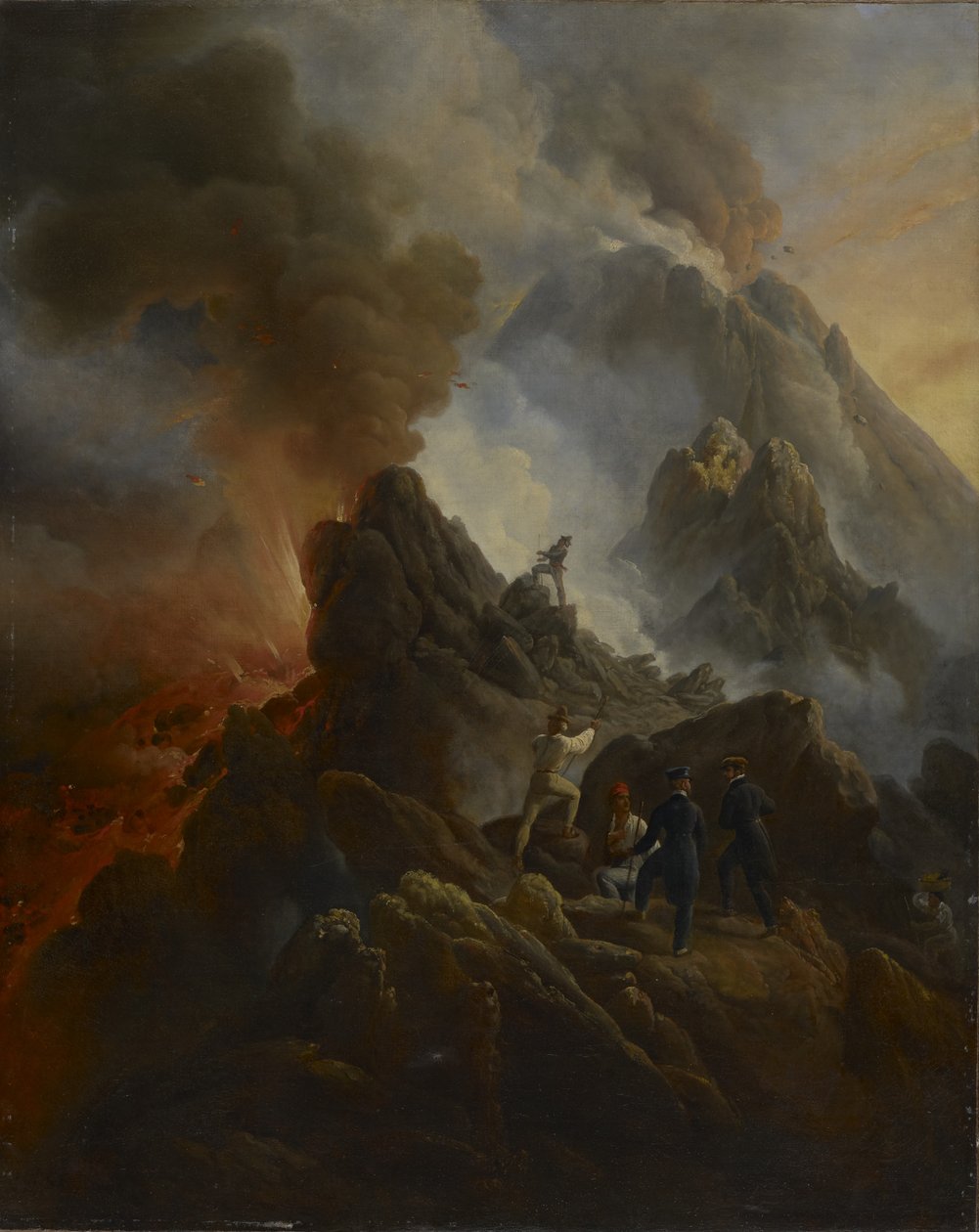 A Vezúv kitörése, a művész és apja, Carle Vernet, az előtérben., c. 1822 alkotó: Emile Jean Horace Vernet