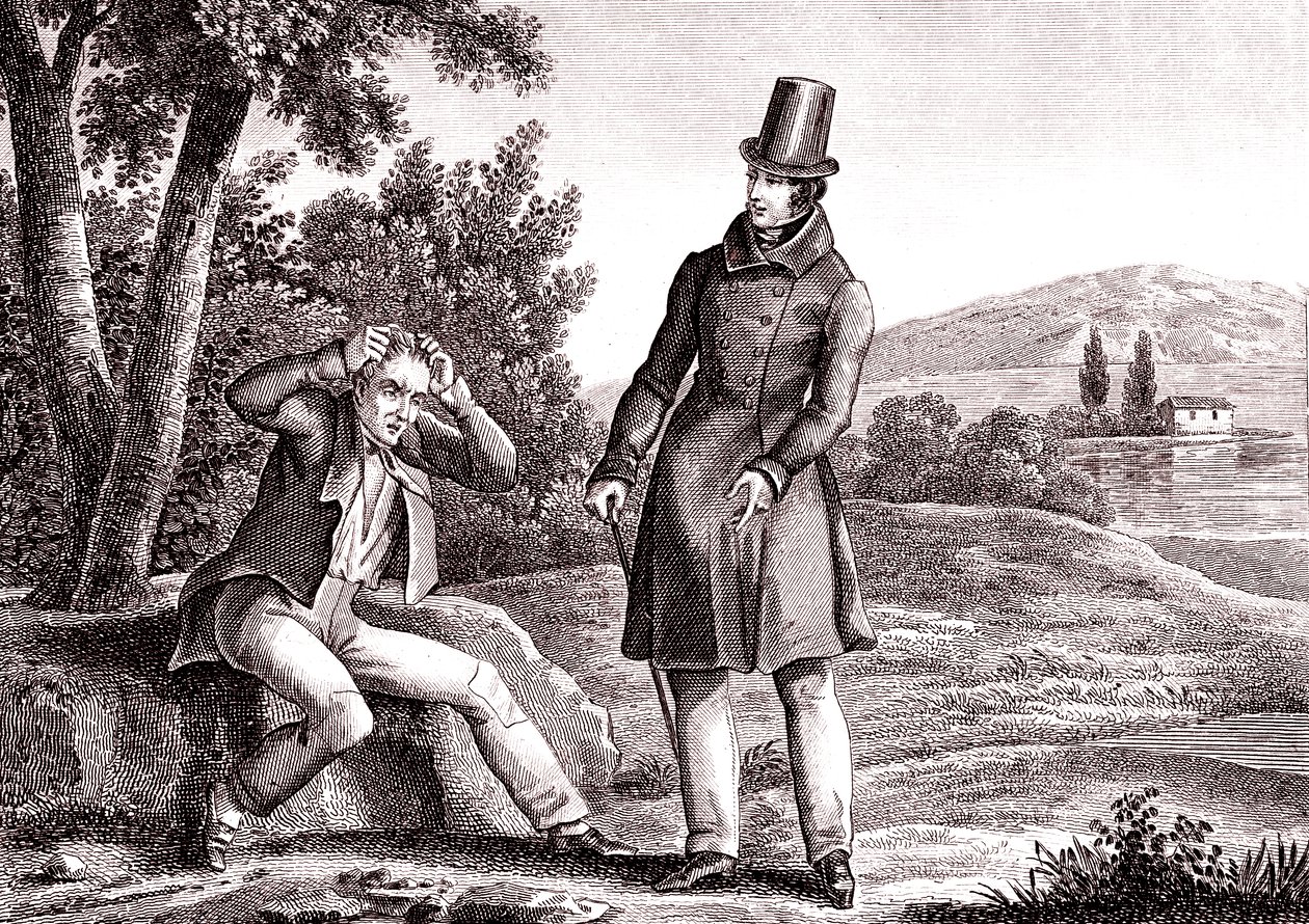 A fösvény elveszíti kincsét, a La Fontaine által írt Fable-t alkotó: Emile Joseph Alexandre Gouget
