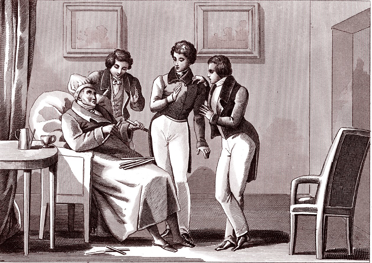 Az öreg és a fiak.La Fontaine meséje alkotó: Emile Joseph Alexandre Gouget