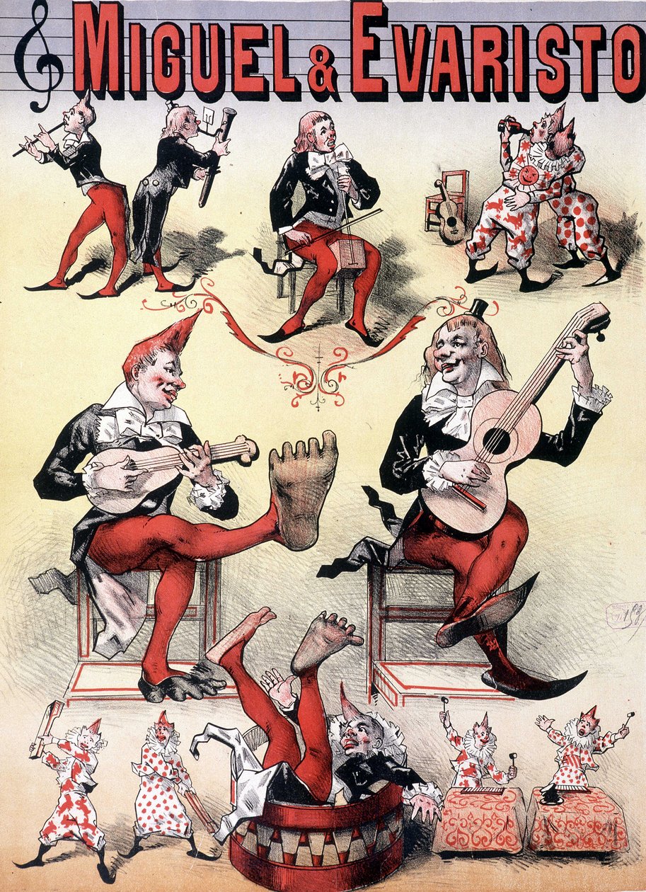 Les Clowns Miguel & Evaristo – Lévy plakátja, 19. század vége alkotó: Emile Levy