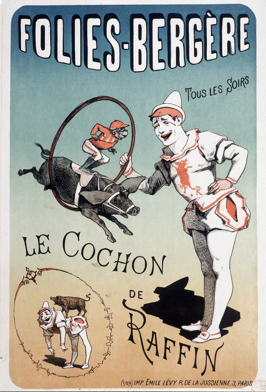 Kiállítás: Raffin disznója, a Folies-Bergère-nél - Lévy plakátja, 19. század vége. alkotó: Emile Levy