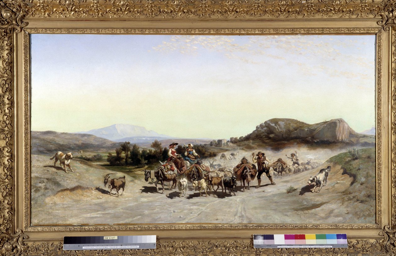A Sainte Victoire-hegy és a vándorlászló Emile Loubon (1809-1863) festménye 1847 Méret: 71x132 cm. alkotó: Emile Loubon