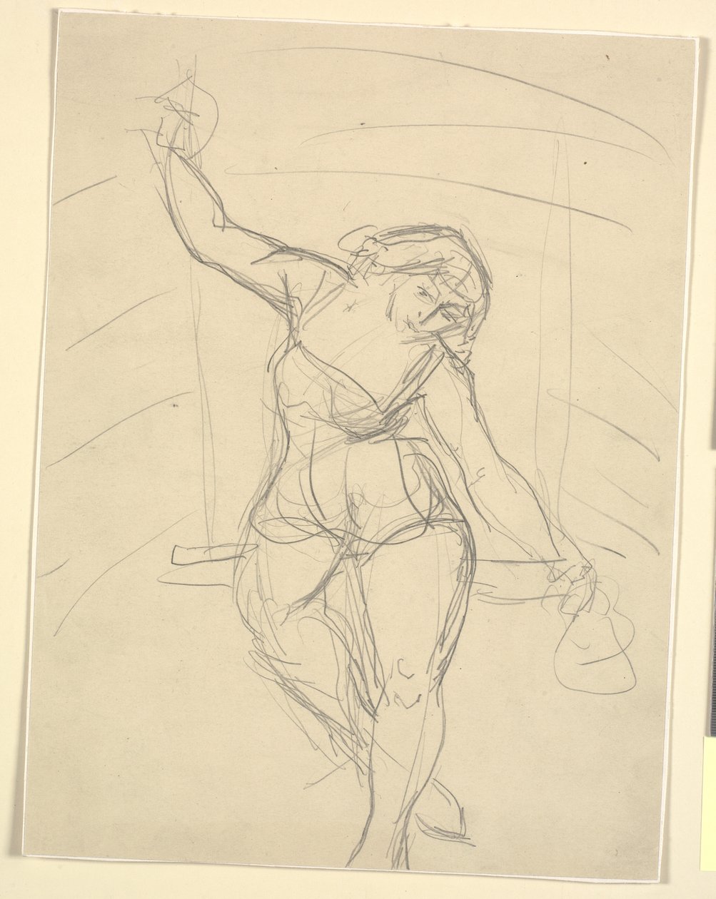 Női művész ül a trapézon alkotó: Emile Othon Friesz