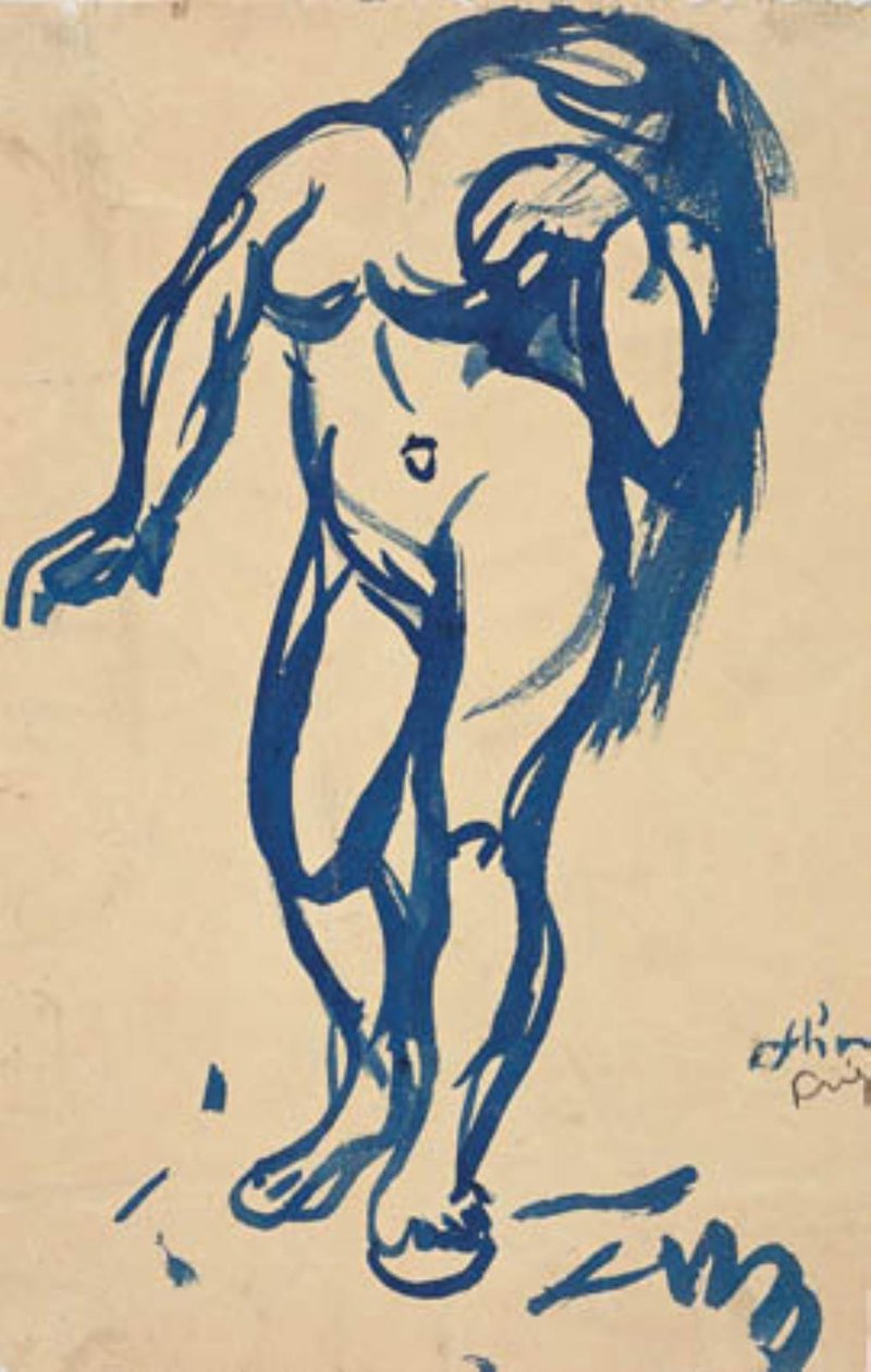 Álló nő lehajtott hajjal. alkotó: Emile Othon Friesz