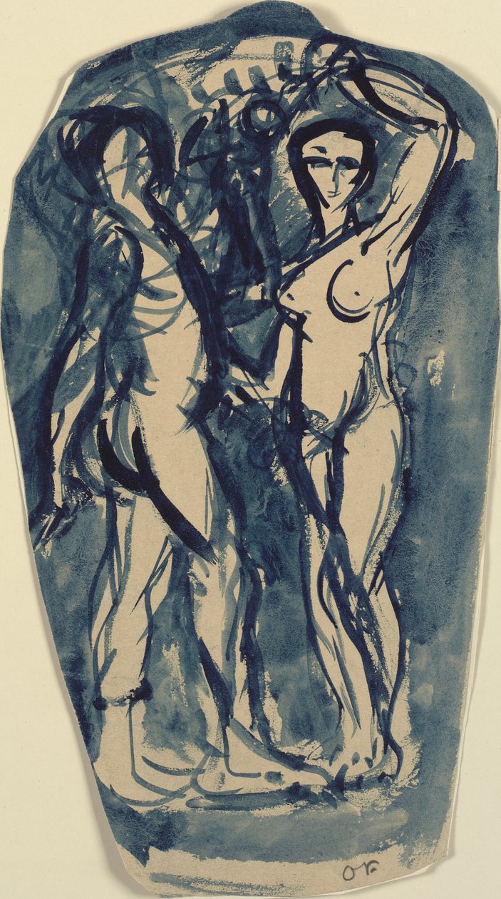 Két álló, meztelen alak (Ádám és Éva?). alkotó: Emile Othon Friesz