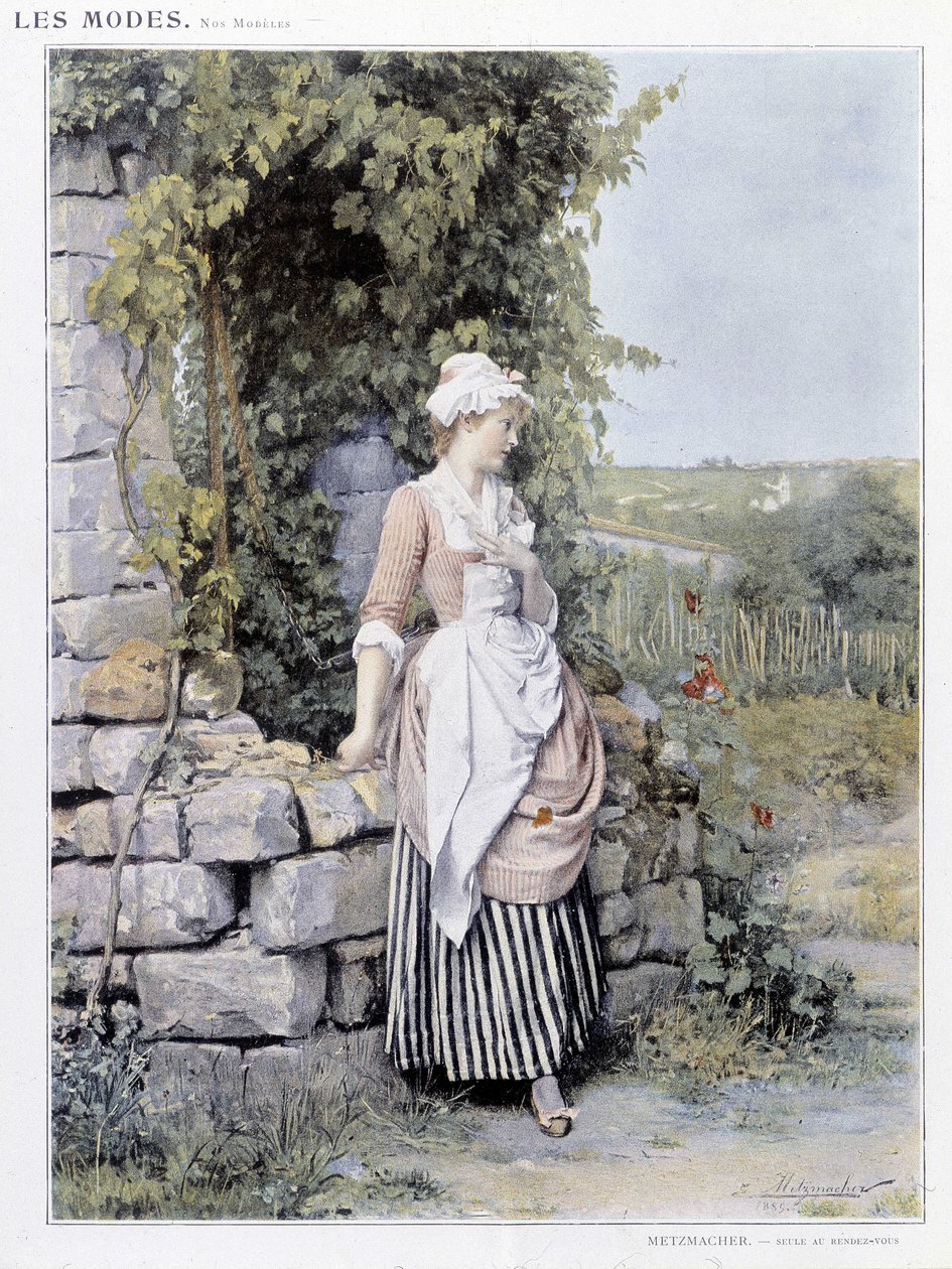 Egyedülálló nő, aki időpontra vár (Rendez-vous) - ill. Metzmachertől, c. 1900 alkotó: Emile Pierre Metzmacher