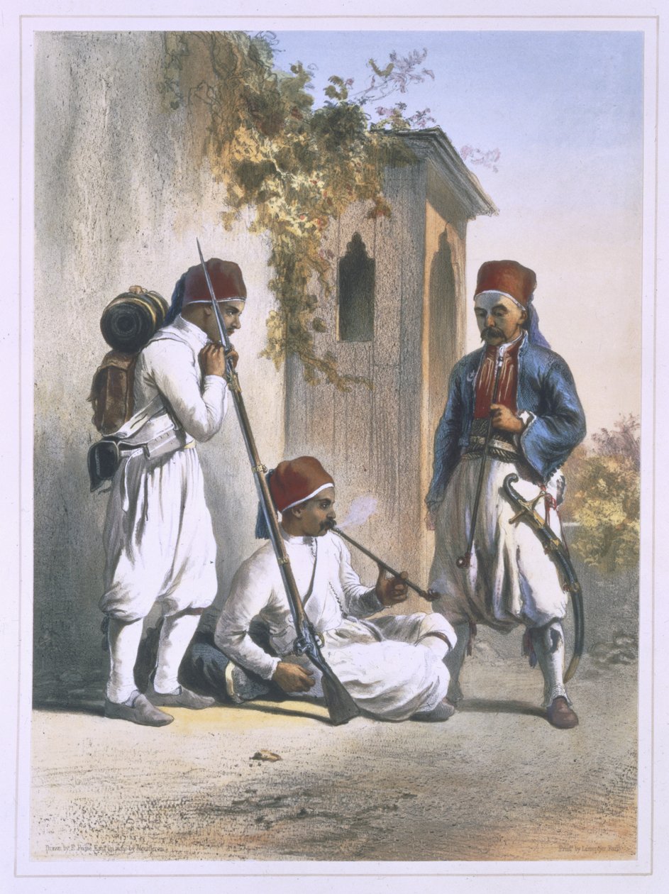 Nizamior, a török hadsereg reguláris csapatai Kankánál, illusztráció a „Nílus völgyéből”, vésette Mouilleron, kocsma. Lemercier, 1848 alkotó: Emile Prisse d