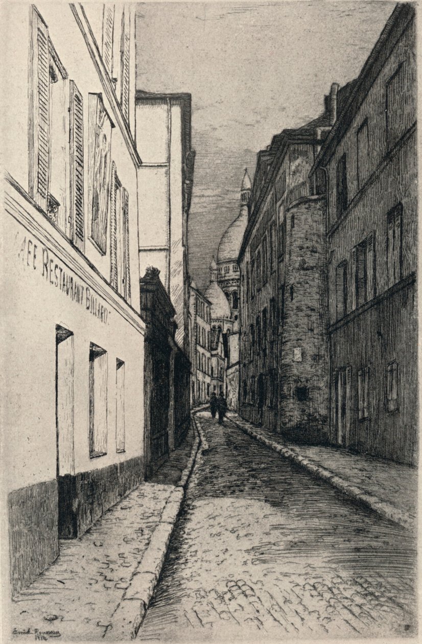"Rue St Rustique, Montmartre", 1915 alkotó: Emile Rousseau