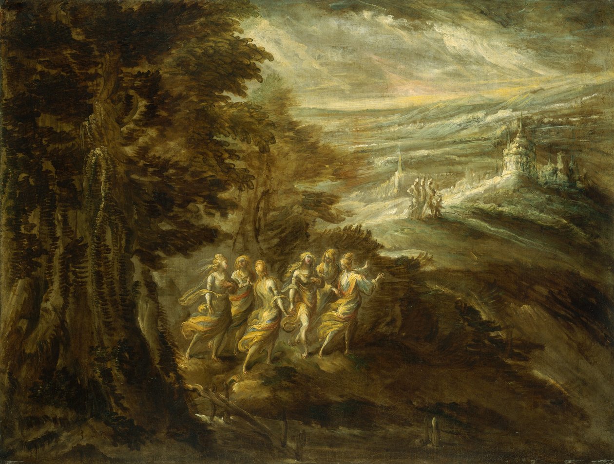 Fantasztikus táj figurákkal alkotó: Emilian 16th Century