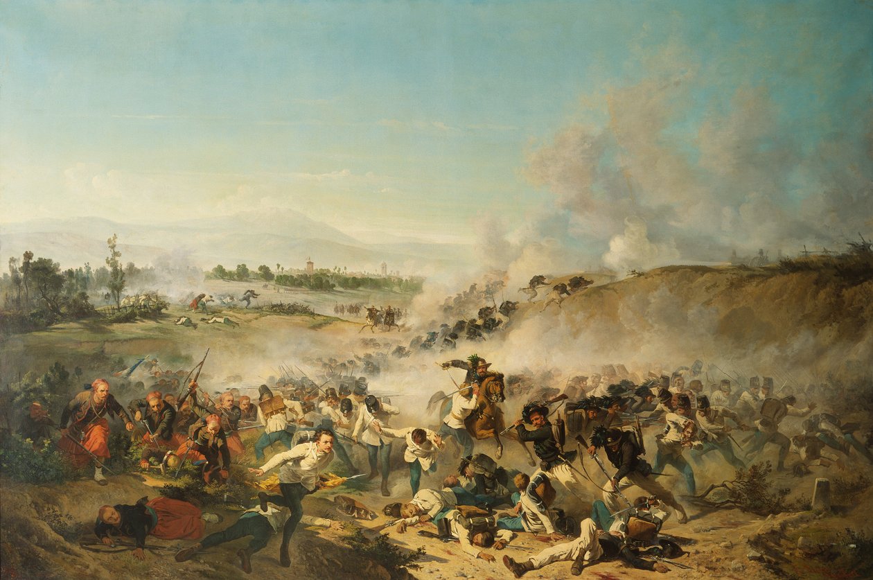 A palesztrói csata 1859-ben (olaj, vászon) alkotó: Emilio Lapi