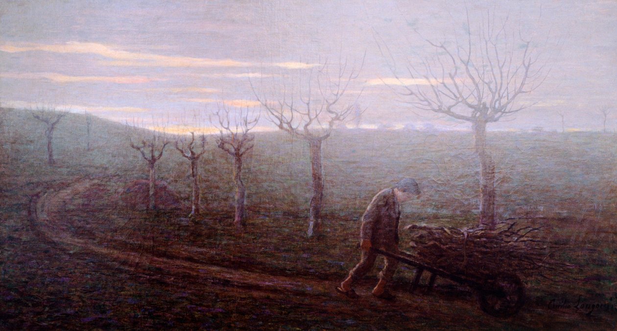 Erdőből hazatérve, Emilio Longoni (1859-1932), olaj, vászon, 67x120 cm alkotó: Emilio Longoni